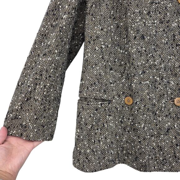 VINTAGE GIORGIO ARMANI SPECKLED WOOL DOUBLE BREAST LONG SLEEVE BLAZER JACKET - Picture 6 of 7